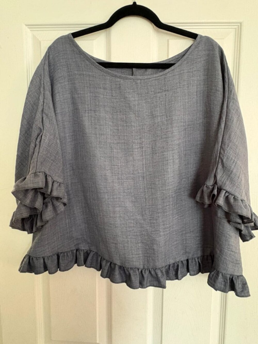 Shein Womans Ruffled Blouse Blue Size XXXL
